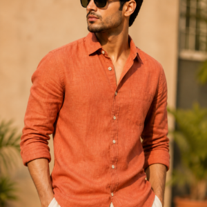 premium burnt-orange linen shirt