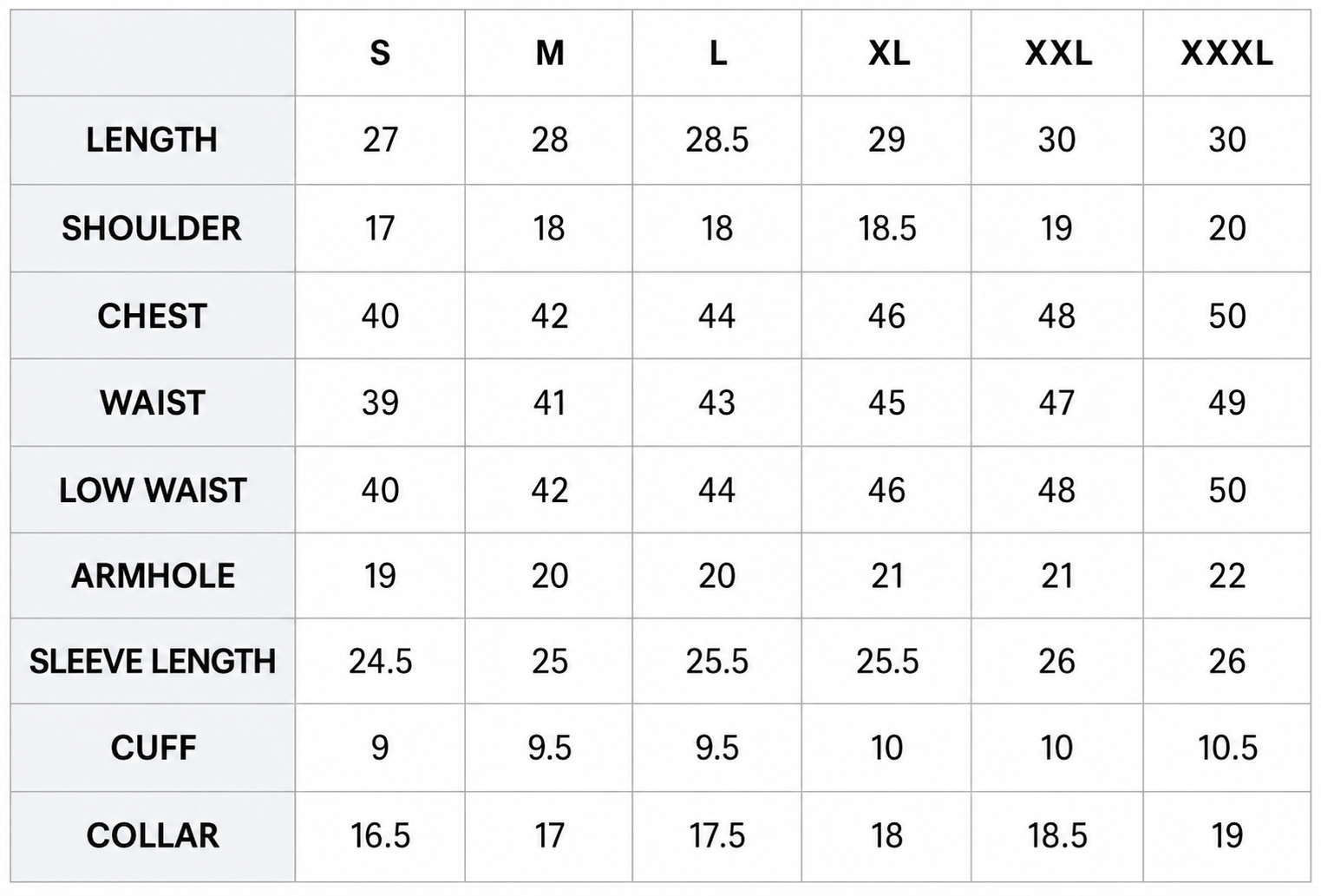 Size Chart