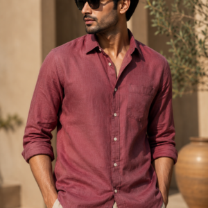 Premium rosewood-maroon linen