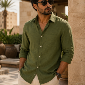 premium olive-green linen