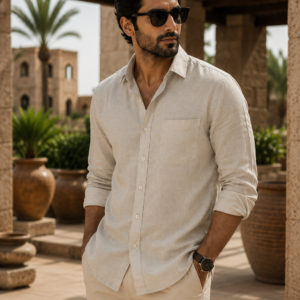 premium light sage-beige linen