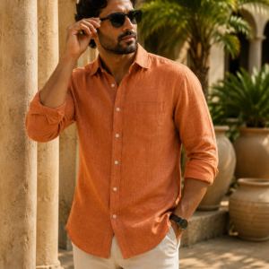 premium peach-orange linen