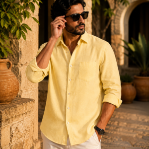 Pastel butter-yellow linen