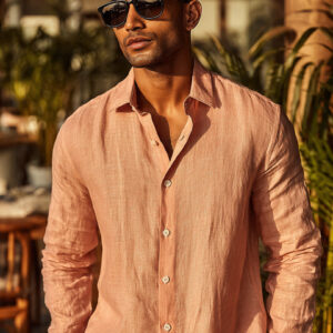 CORAL PEACH linen