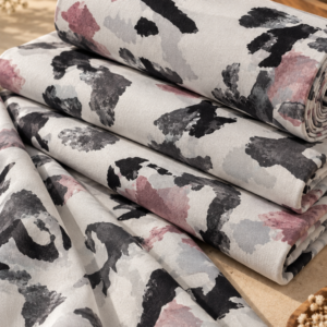 Ivory Black & Dusty Pink Abstract Printed Cotton Shirt