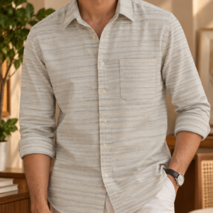 Ivory Beige Stripe Shirt