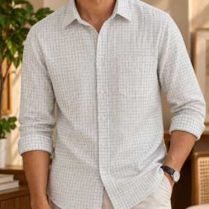 Ivory Blue Check Shirt