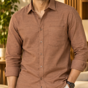 Muted Caramel Brown Cotton Shirt
